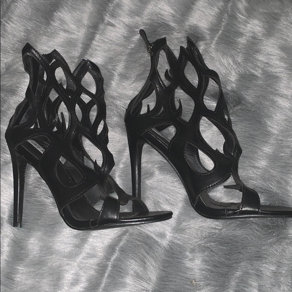 Black Fiery Heeled Sandal